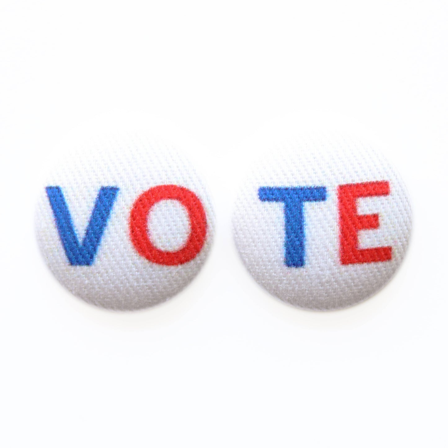 Bold 7/8 Inch VOTE Fabric Button Earrings