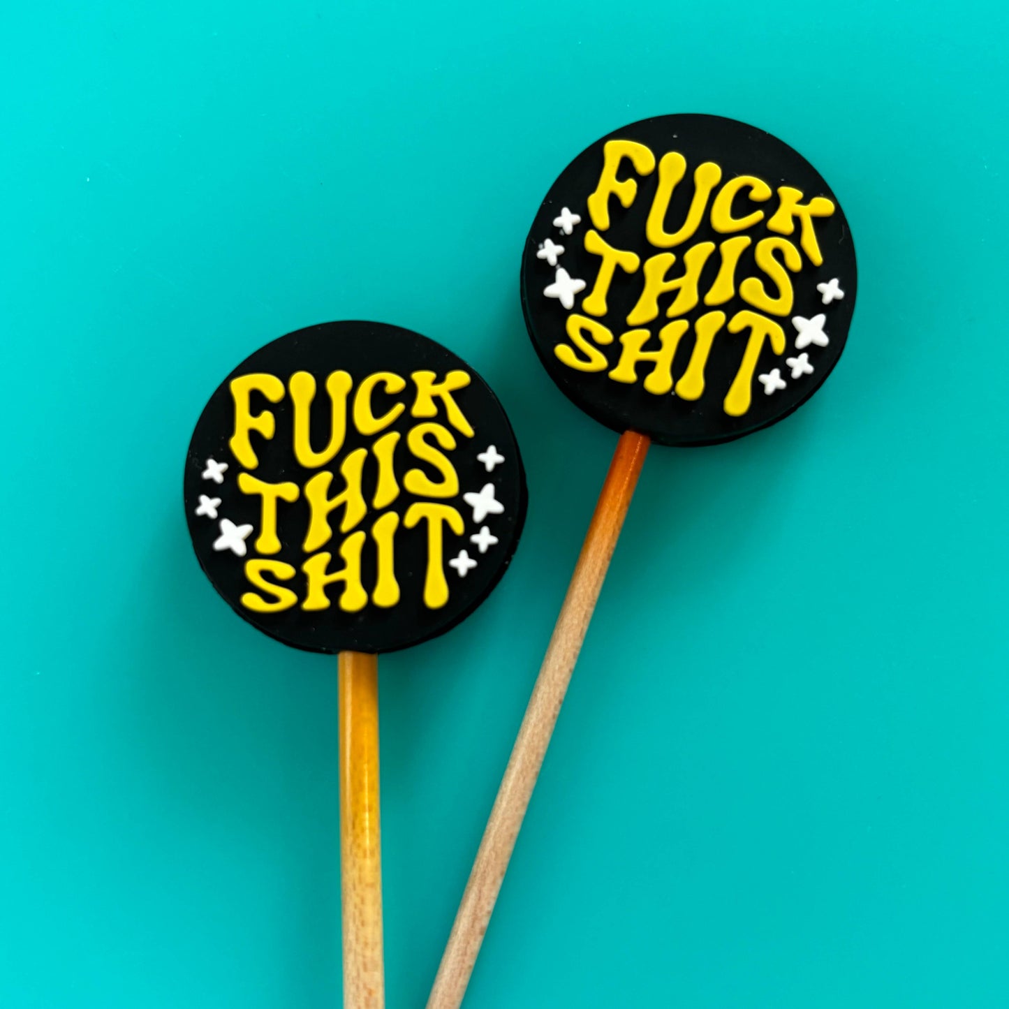 Knitting Needle Point Protectors - Fuck this Shit Yellow