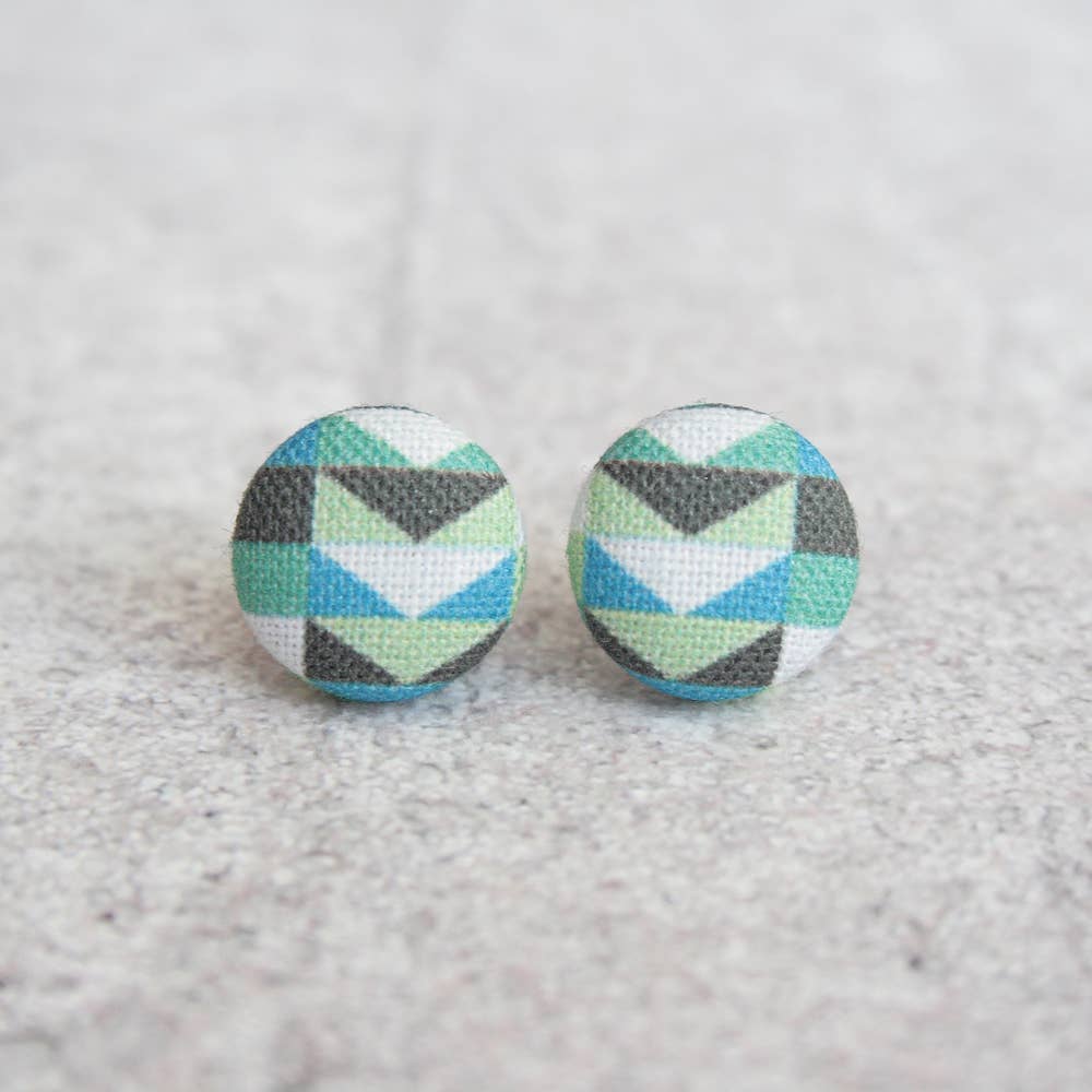 Cool Mod, Fabric Covered Button Earrings