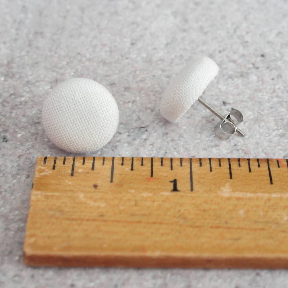 Ghost Fabric Button Earrings