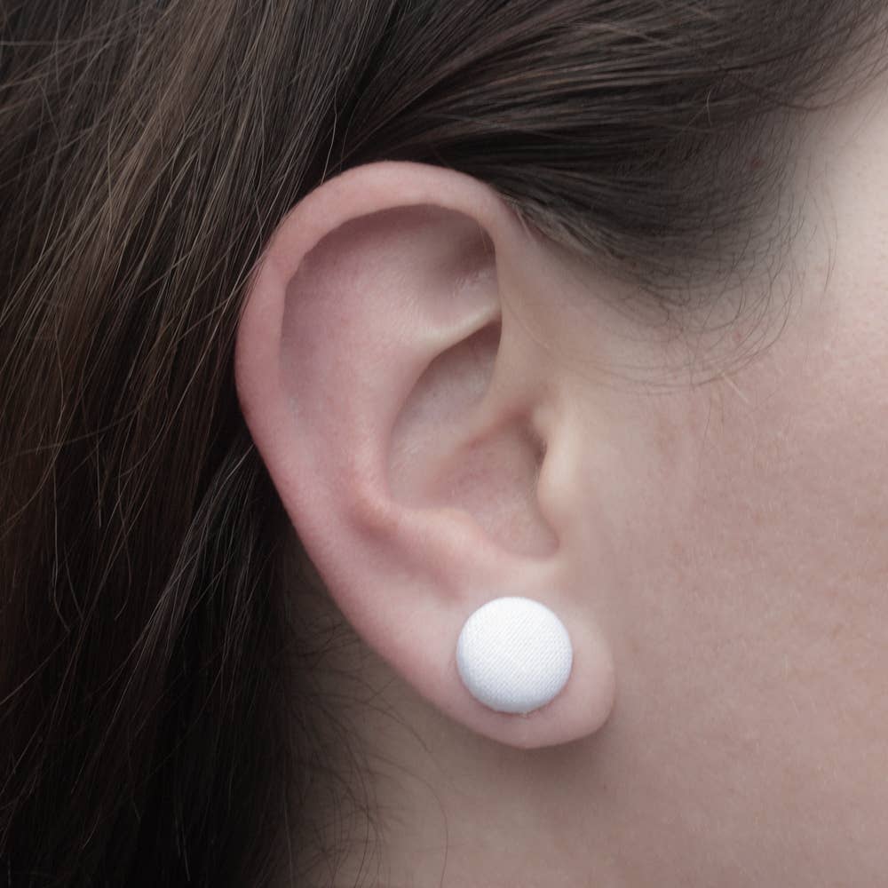 Ghost Fabric Button Earrings