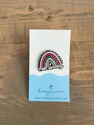 Make Something Enamel Pin (Spring Pink and Green)