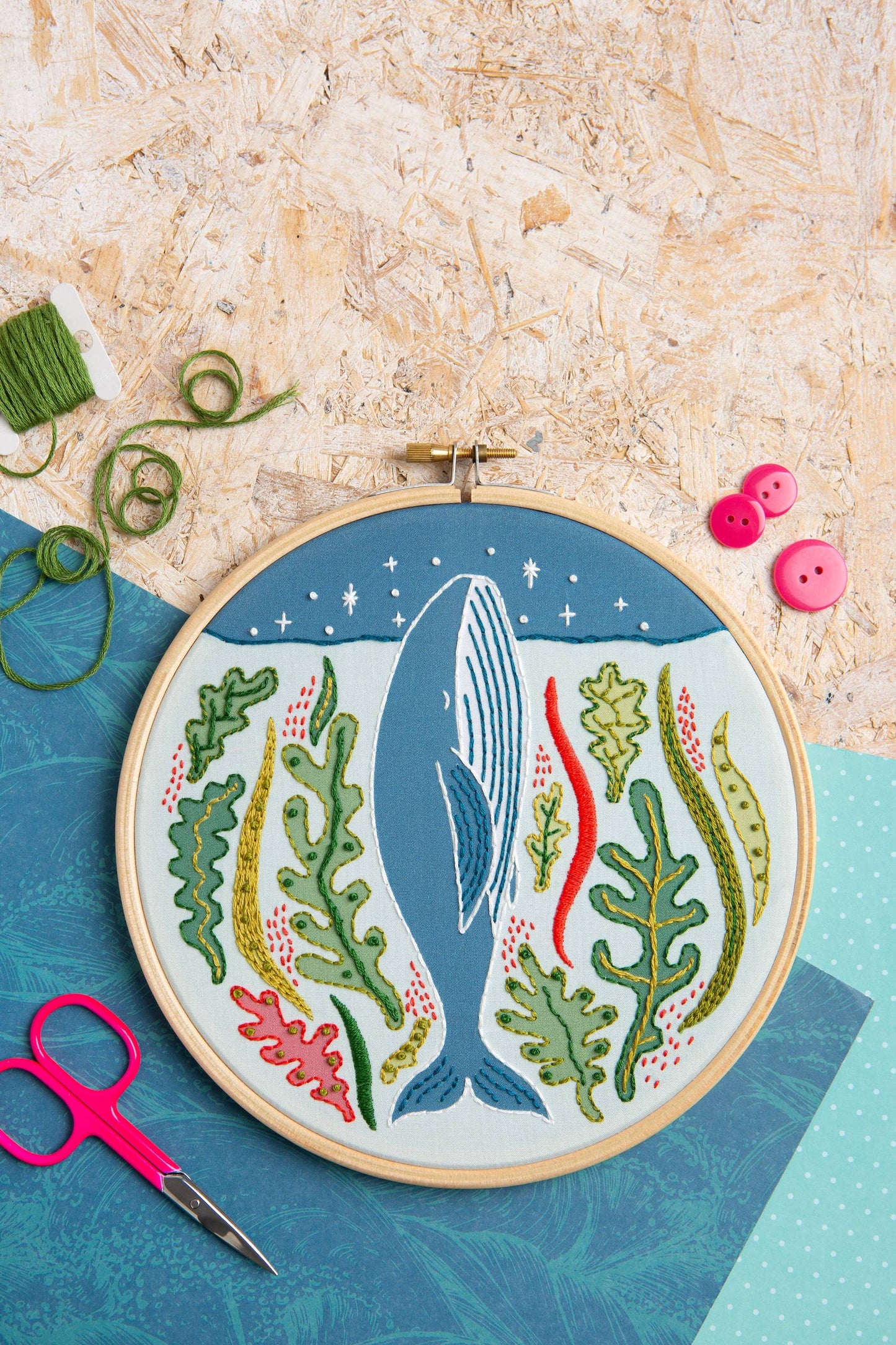 Stargazing Whale Embroidery Kit | Complete Craft Kit for Beginners