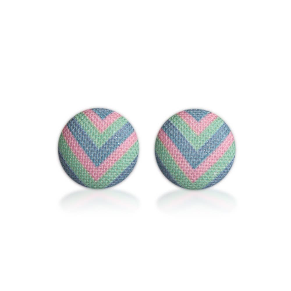 Pastel Fabric Button Earrings