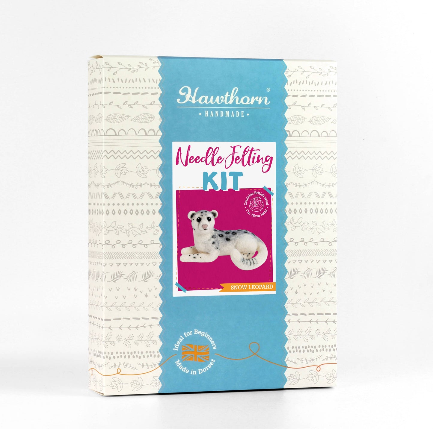 Snow Leopard Needle Felting Kit | Beginner Craft Kit