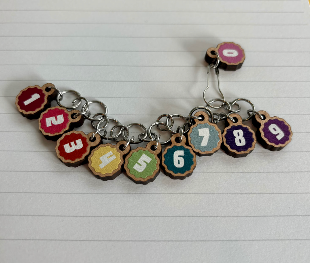 Knitting Crochet Stitch Markers Progress Keeper 0-9 Rainbow