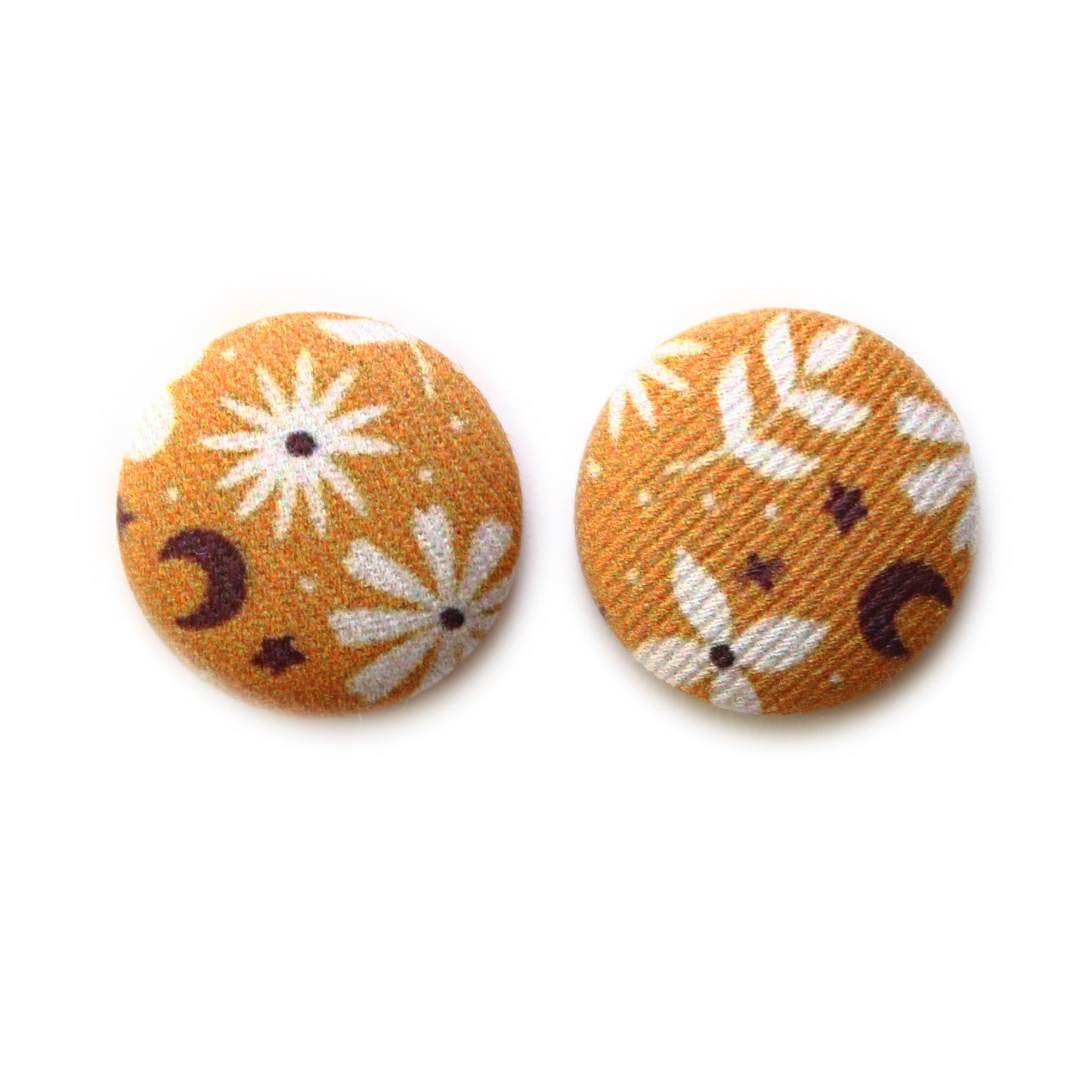 Bold 7/8 Inch Mystic Mix Fabric Button Earrings