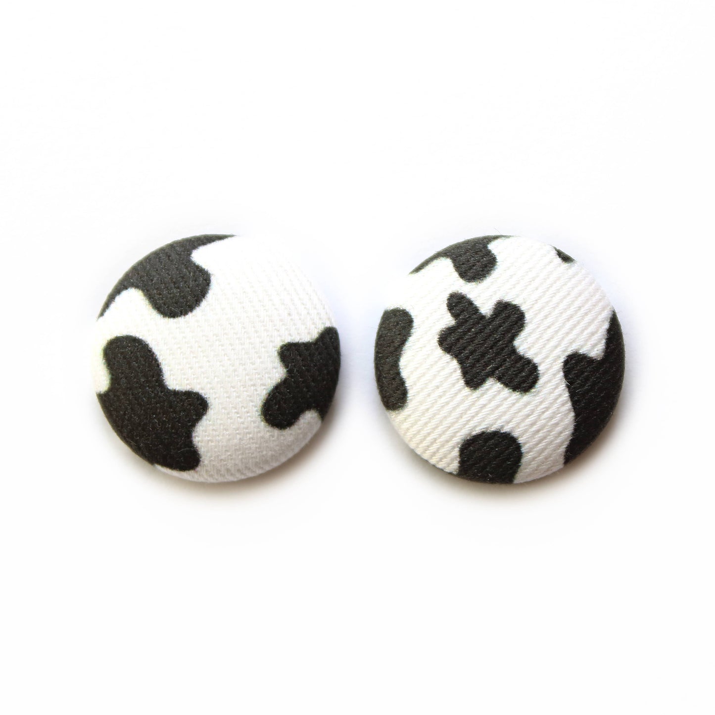 Bold 7/8 Inch Cow Print Fabric Button Earrings