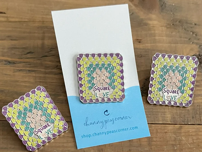 Square Love Granny Square Enamel Pin