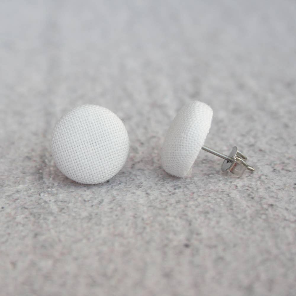 Knit Purl Punk Knitter Fabric Button Earrings