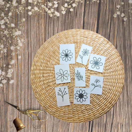 Simple Floral Hand Embroidery Stick and Stitch Patches