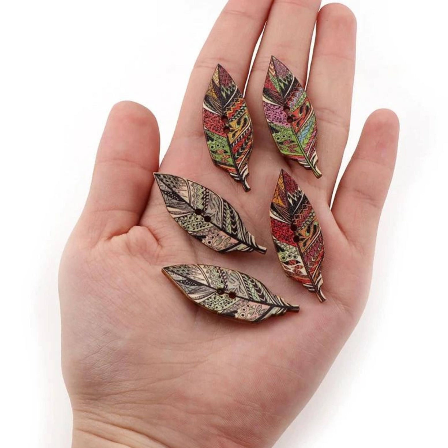 Wooden Feather Buttons, Wooden Button, Sewing Supplies, Bird