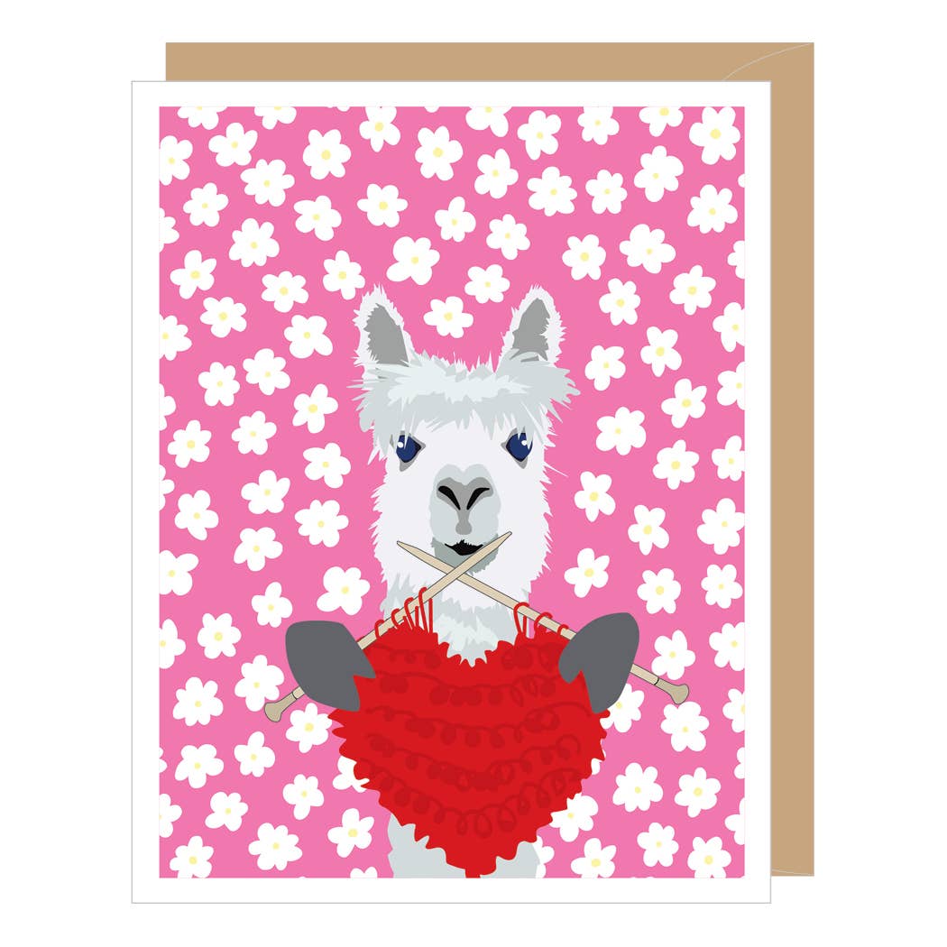 Knitting Alpaca Love Card