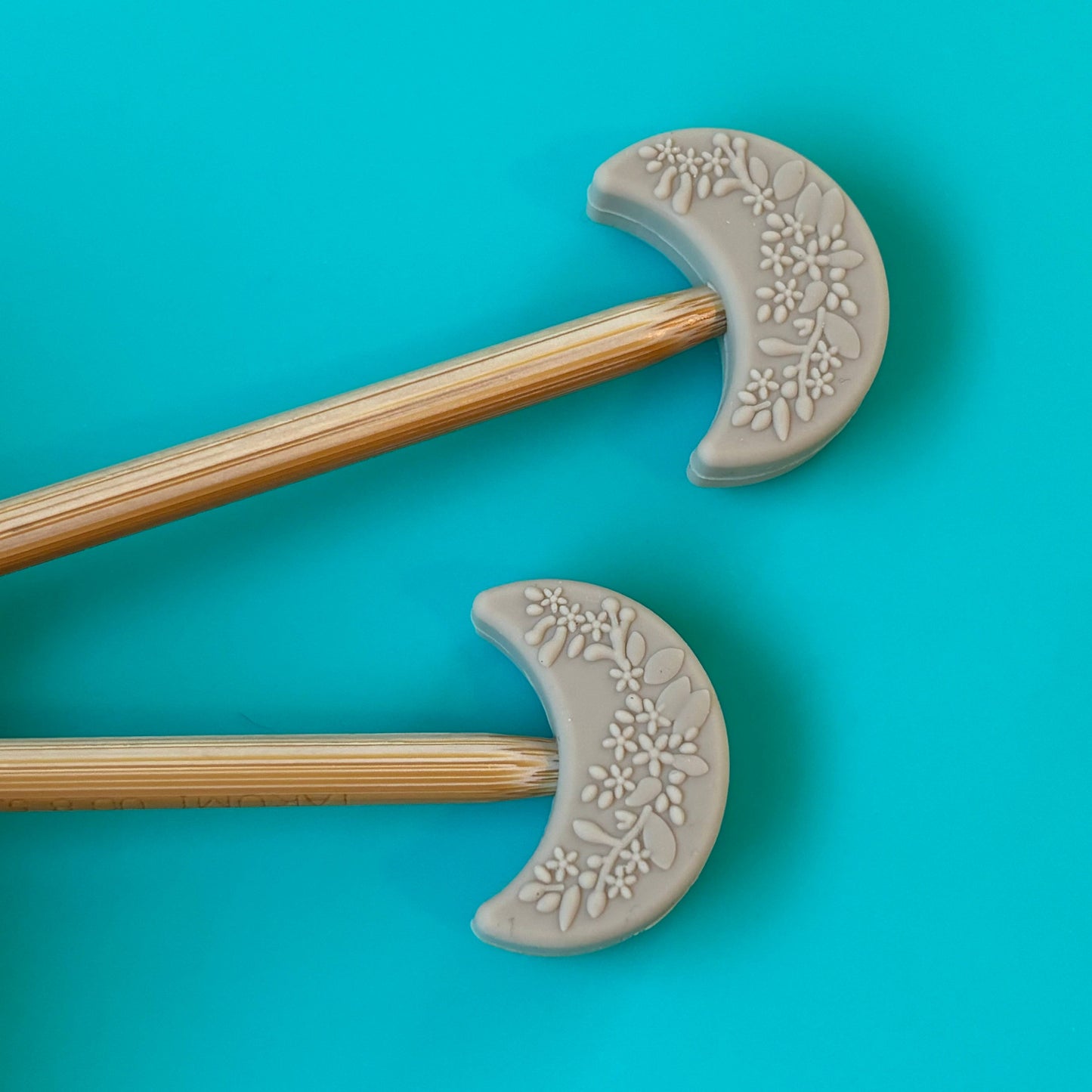 Knitting Needle Point Protectors - Clay Colored Moon Floral