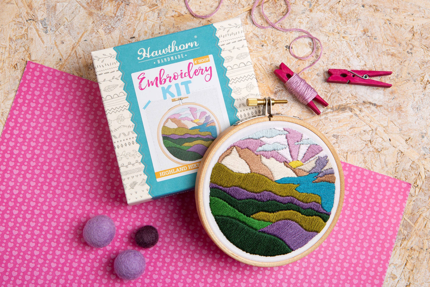 Highland Hike Mini Embroidery Kit | Complete Craft Kit for Beginners