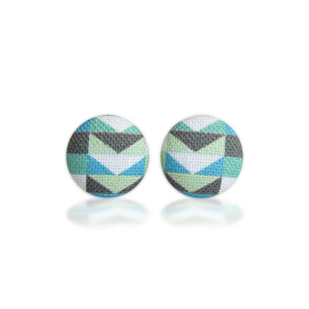 Cool Mod, Fabric Covered Button Earrings