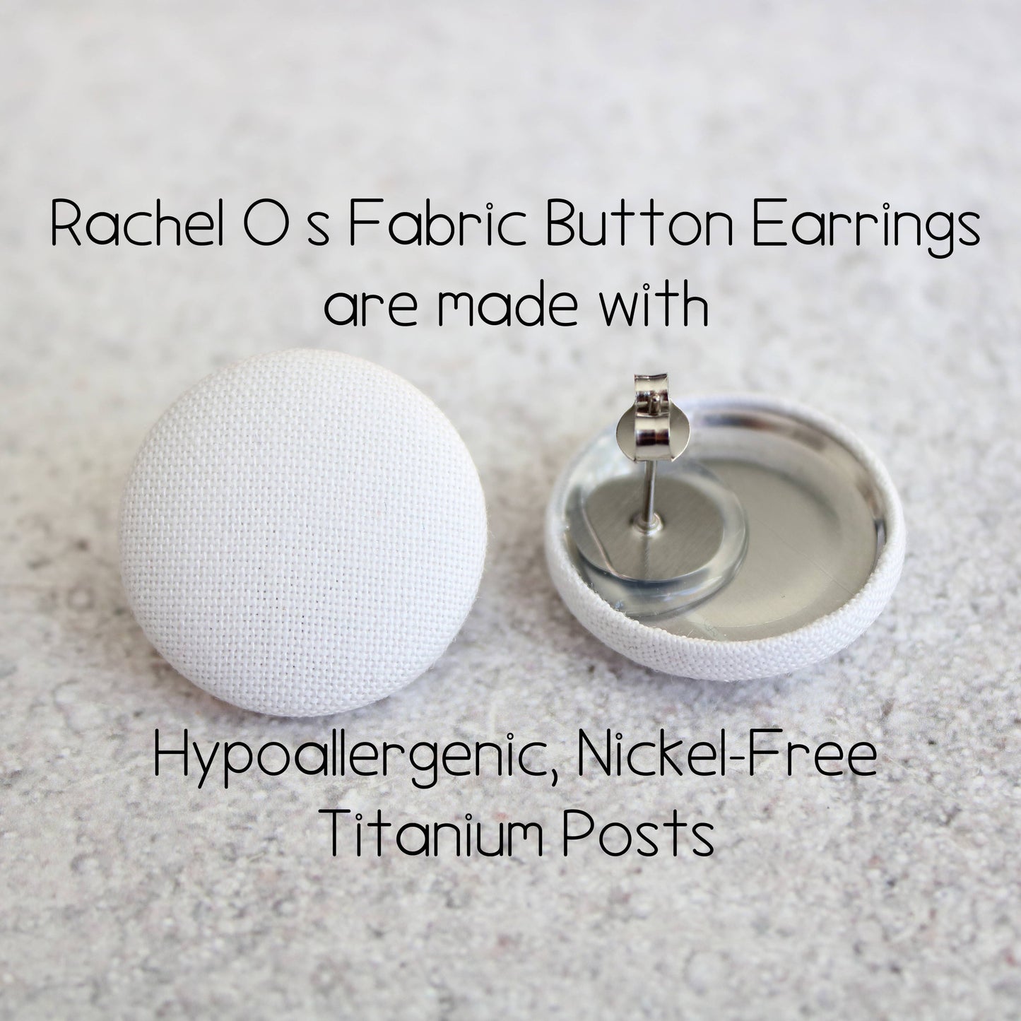 Bold 7/8 Inch Black and White Waves Fabric Button Earrings