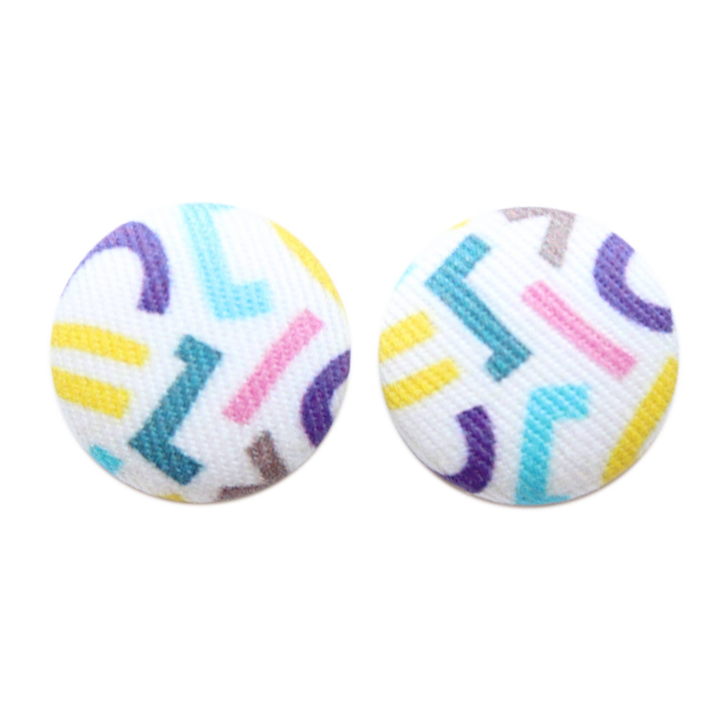 Bold 7/8 Inch Awesome 90s Fabric Button Earrings