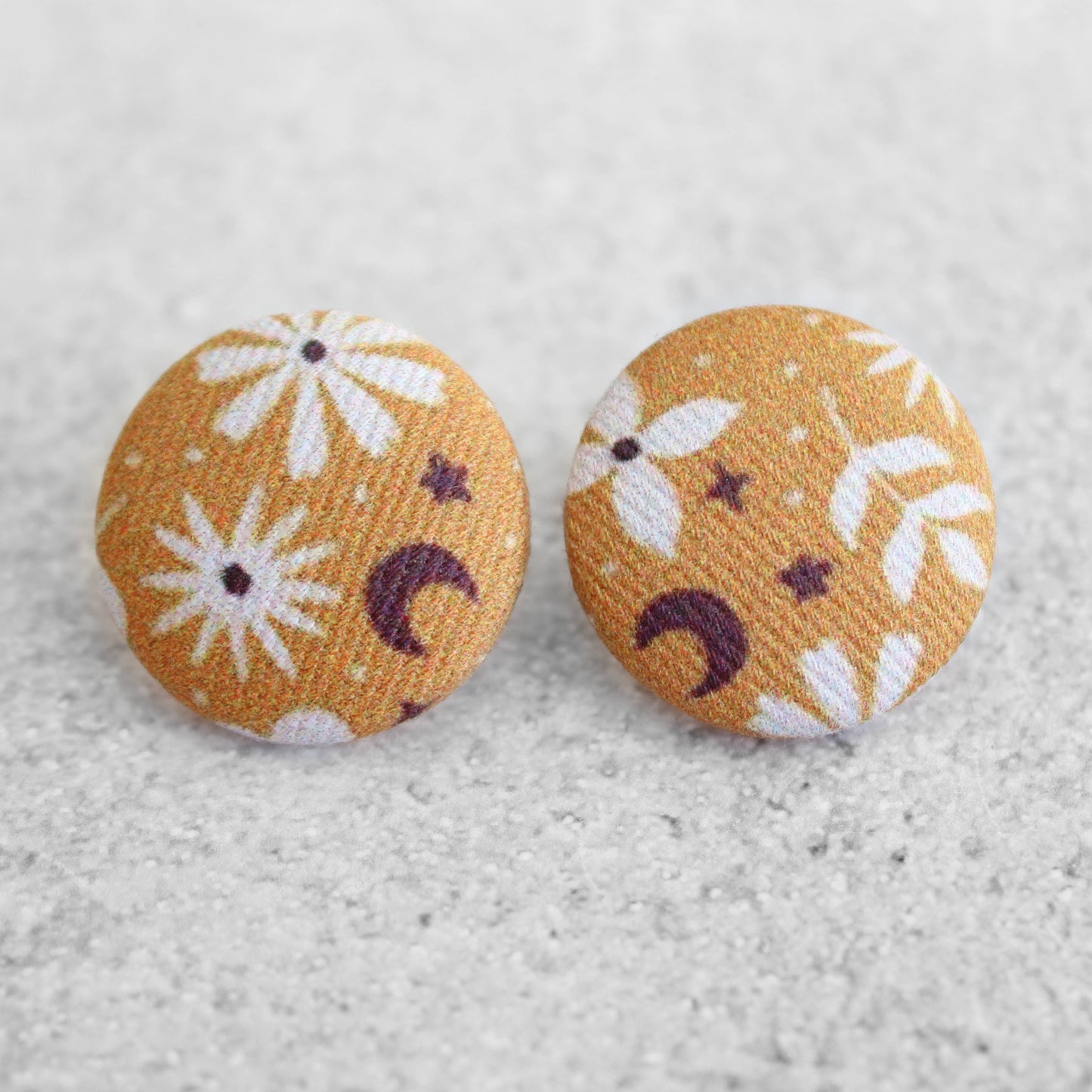 Bold 7/8 Inch Mystic Mix Fabric Button Earrings