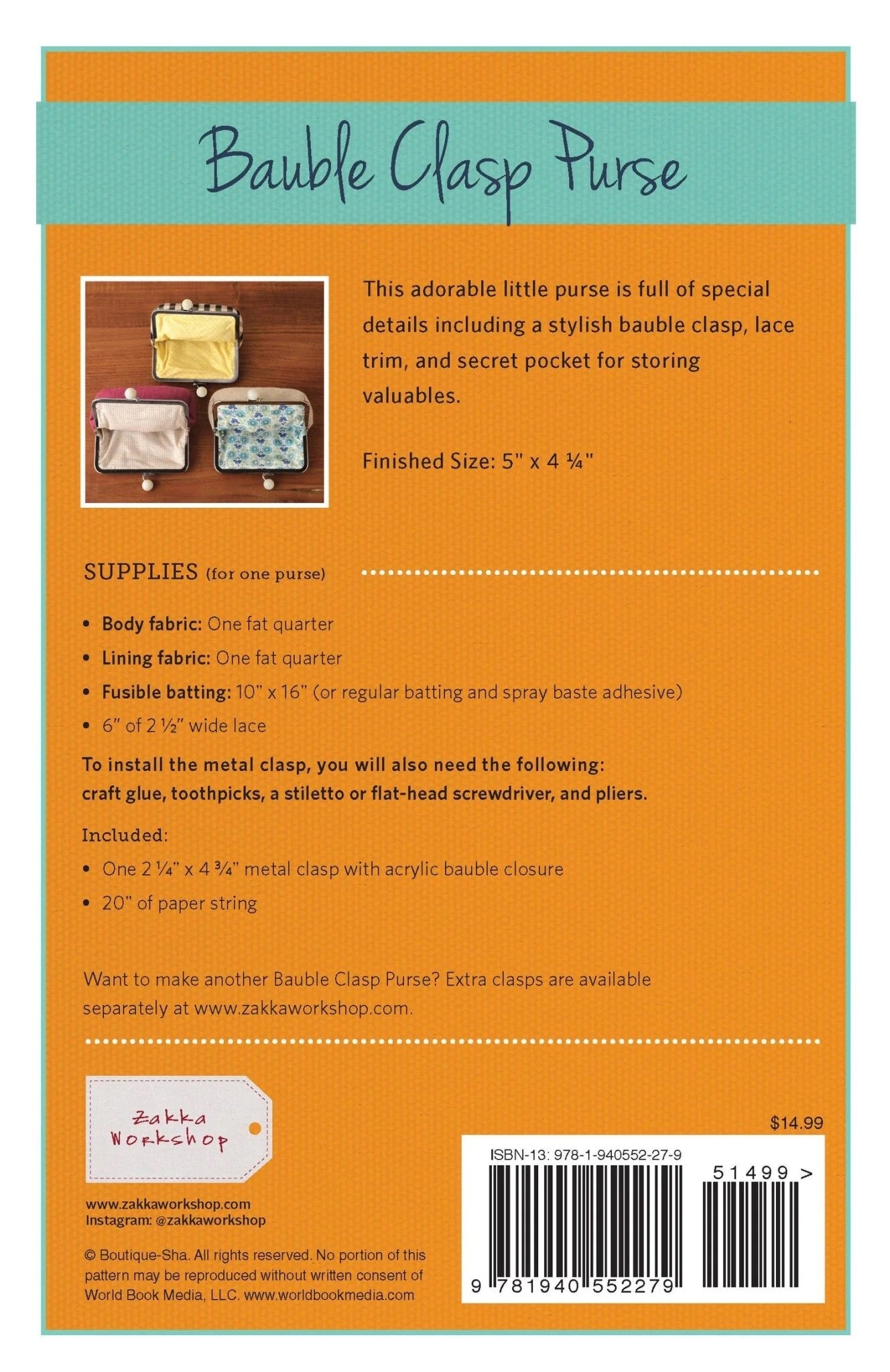 Zakka Workshop Bauble Clasp Purse Kit