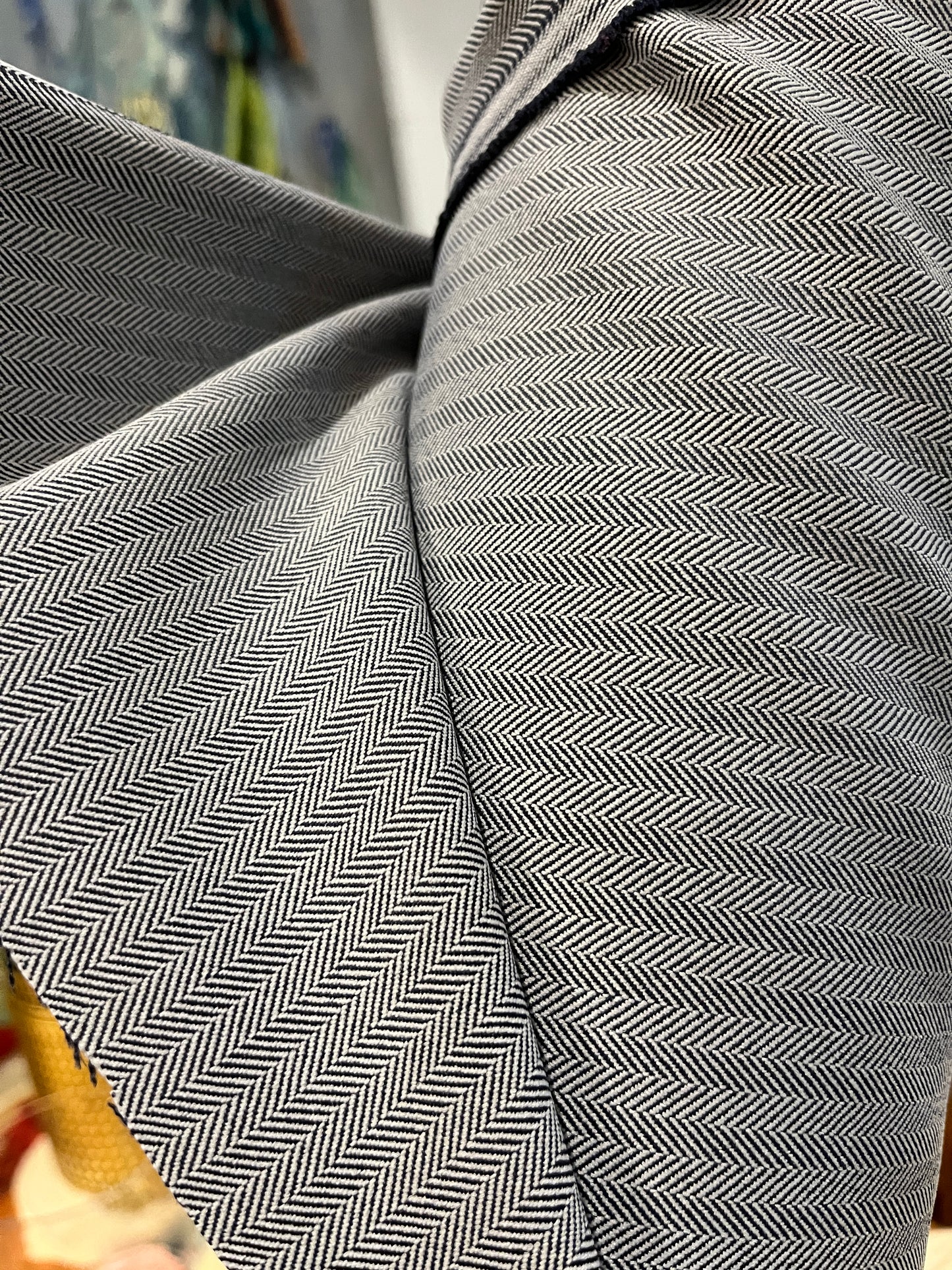 Black and white herringbone Fabric