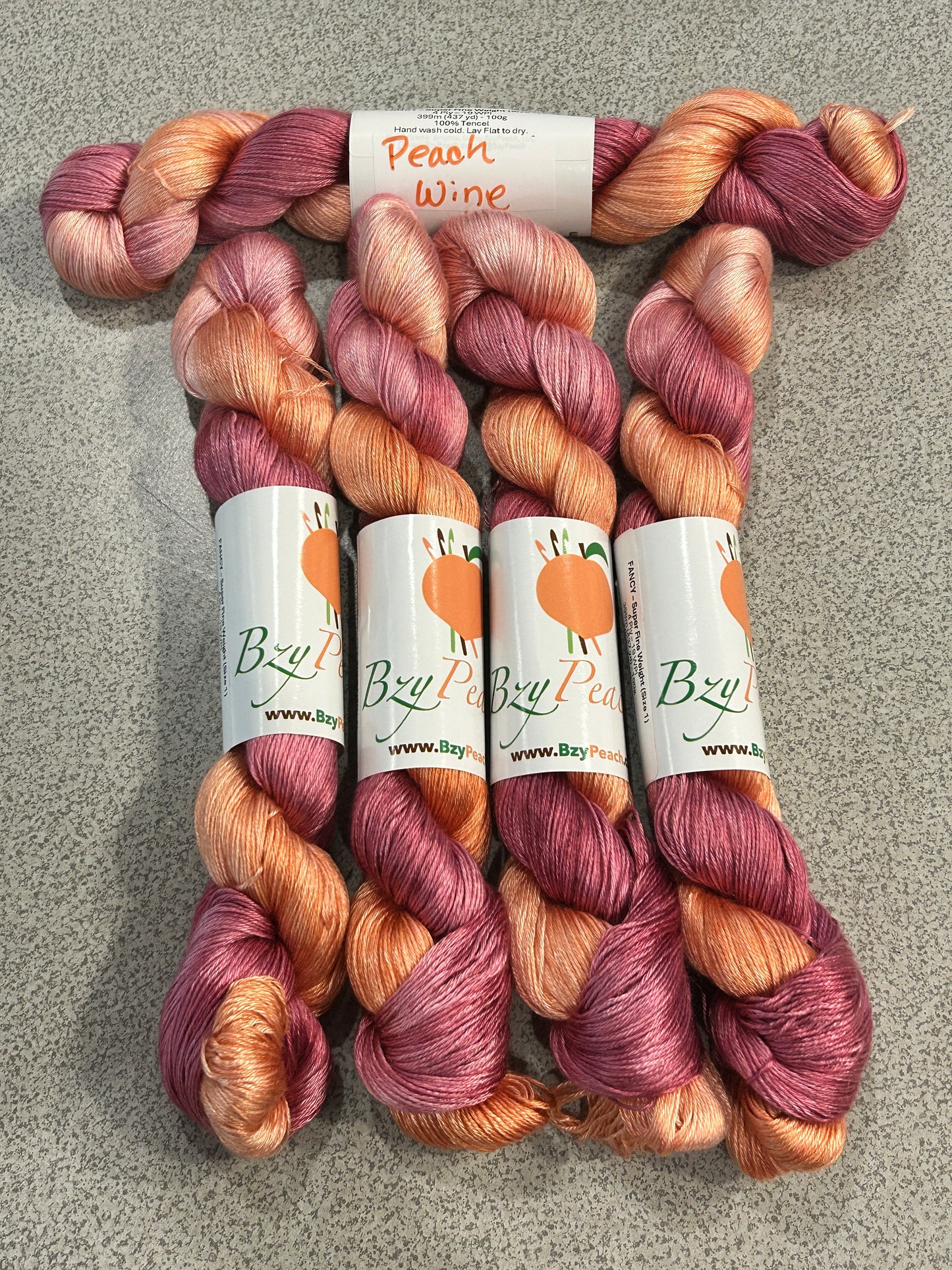 BZY Peach Fancy Fingering Tencel Yarn