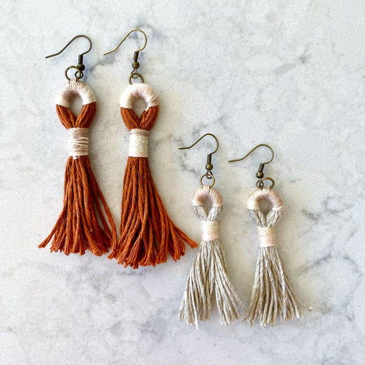 Flax & Twine Tassel Earrings Kit in Rust
