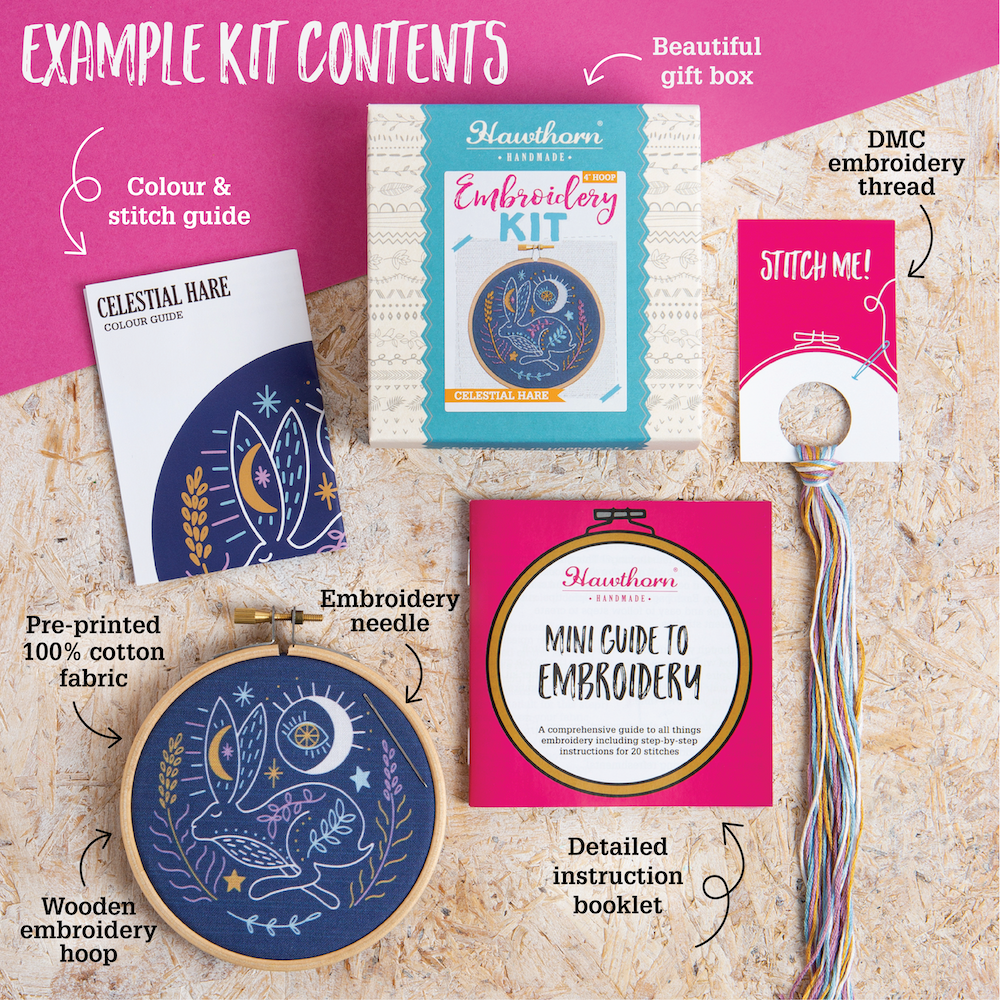 Celestial Bird Mini Embroidery Kit | Complete Craft Kit for Beginners