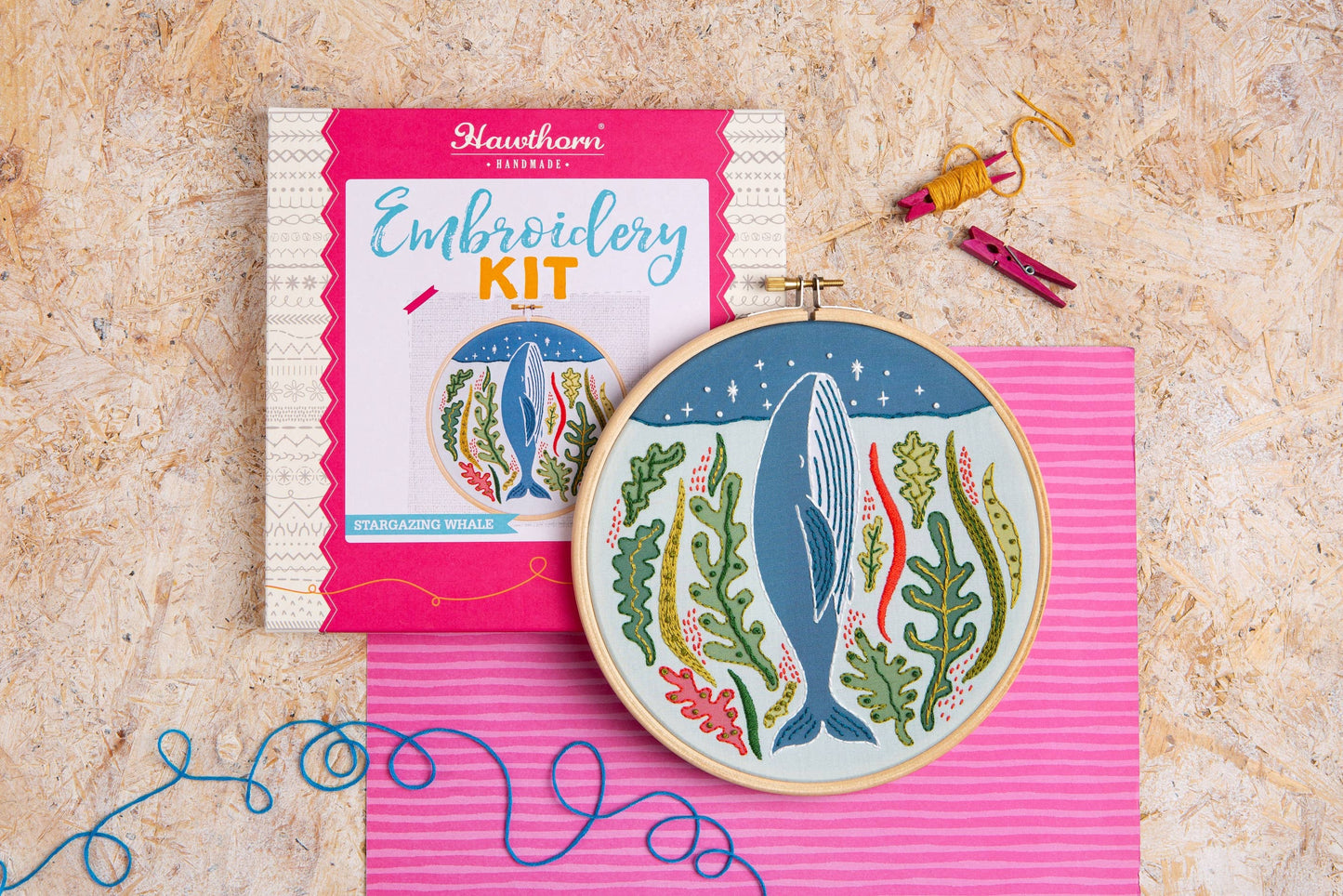 Stargazing Whale Embroidery Kit | Complete Craft Kit for Beginners