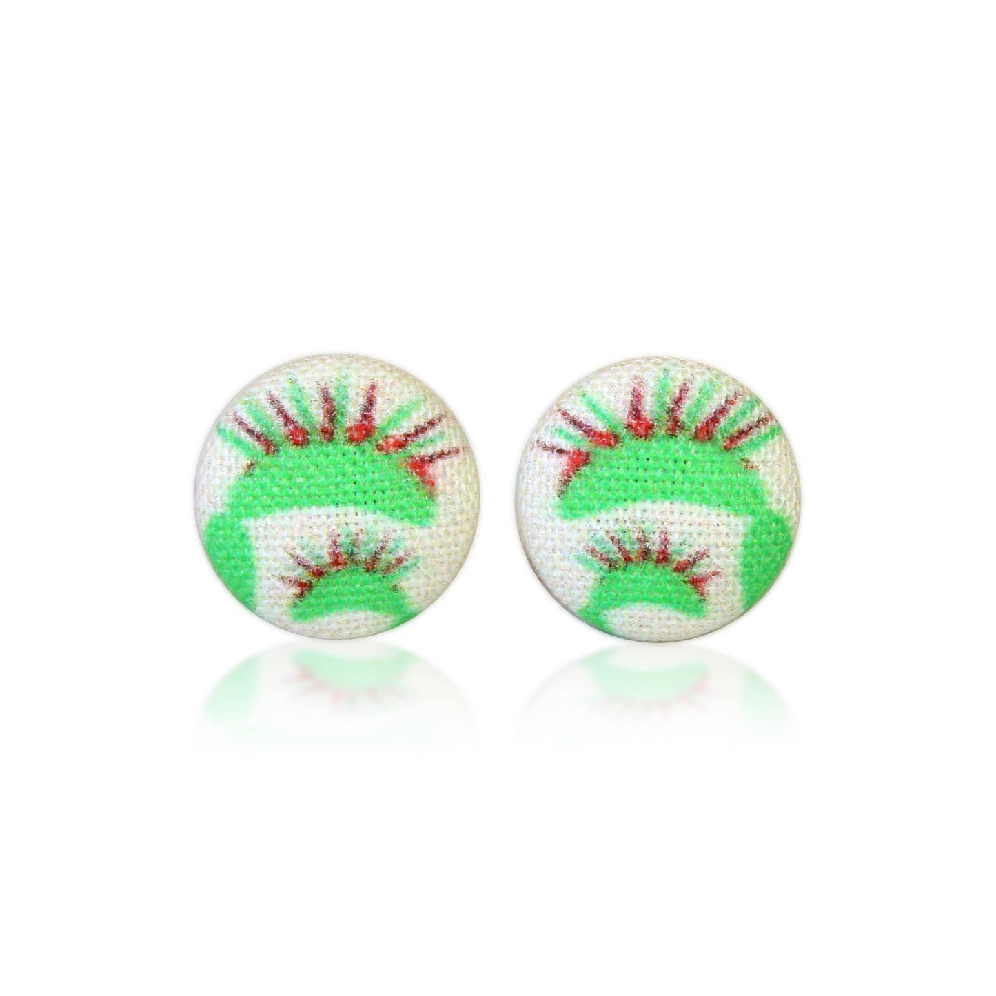 Venus Fly Trap Fabric Button Earrings