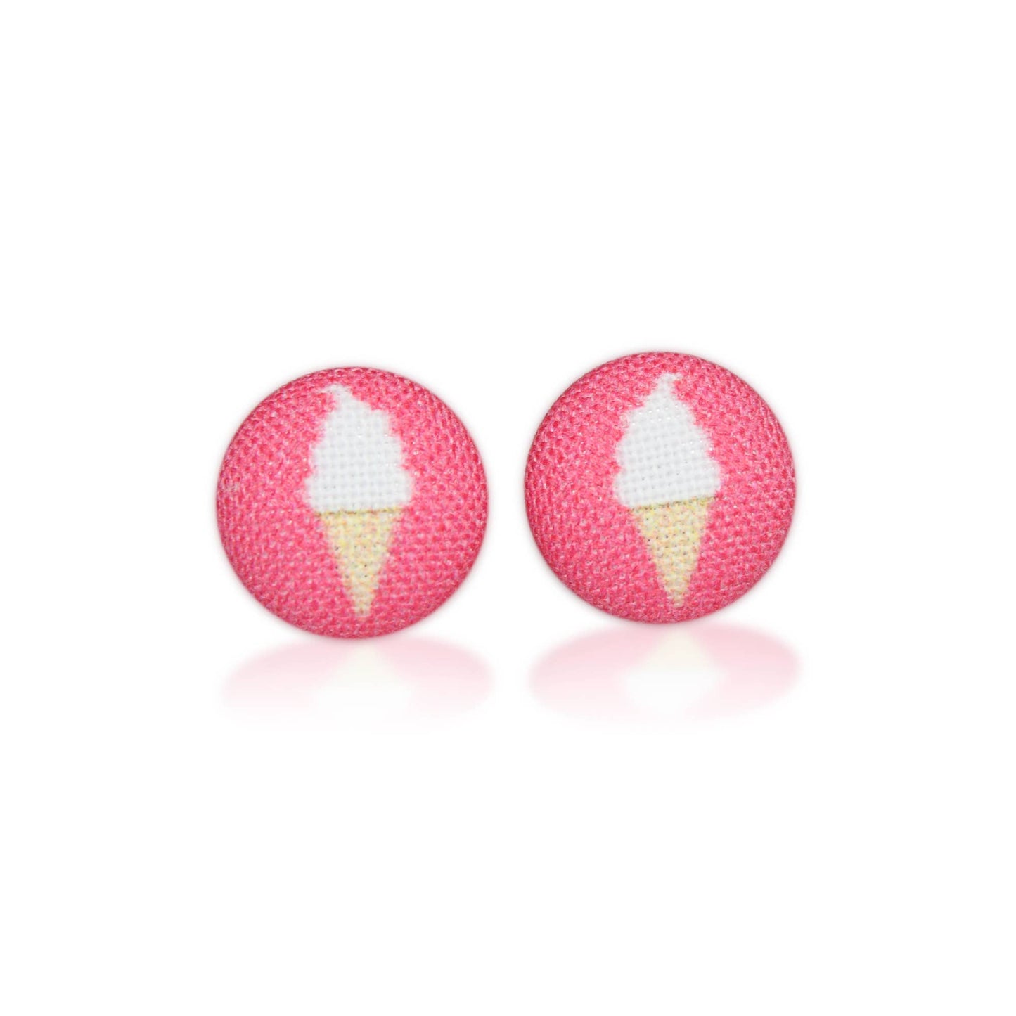 Soft Serve Ice Cream Fabric Button Earrings