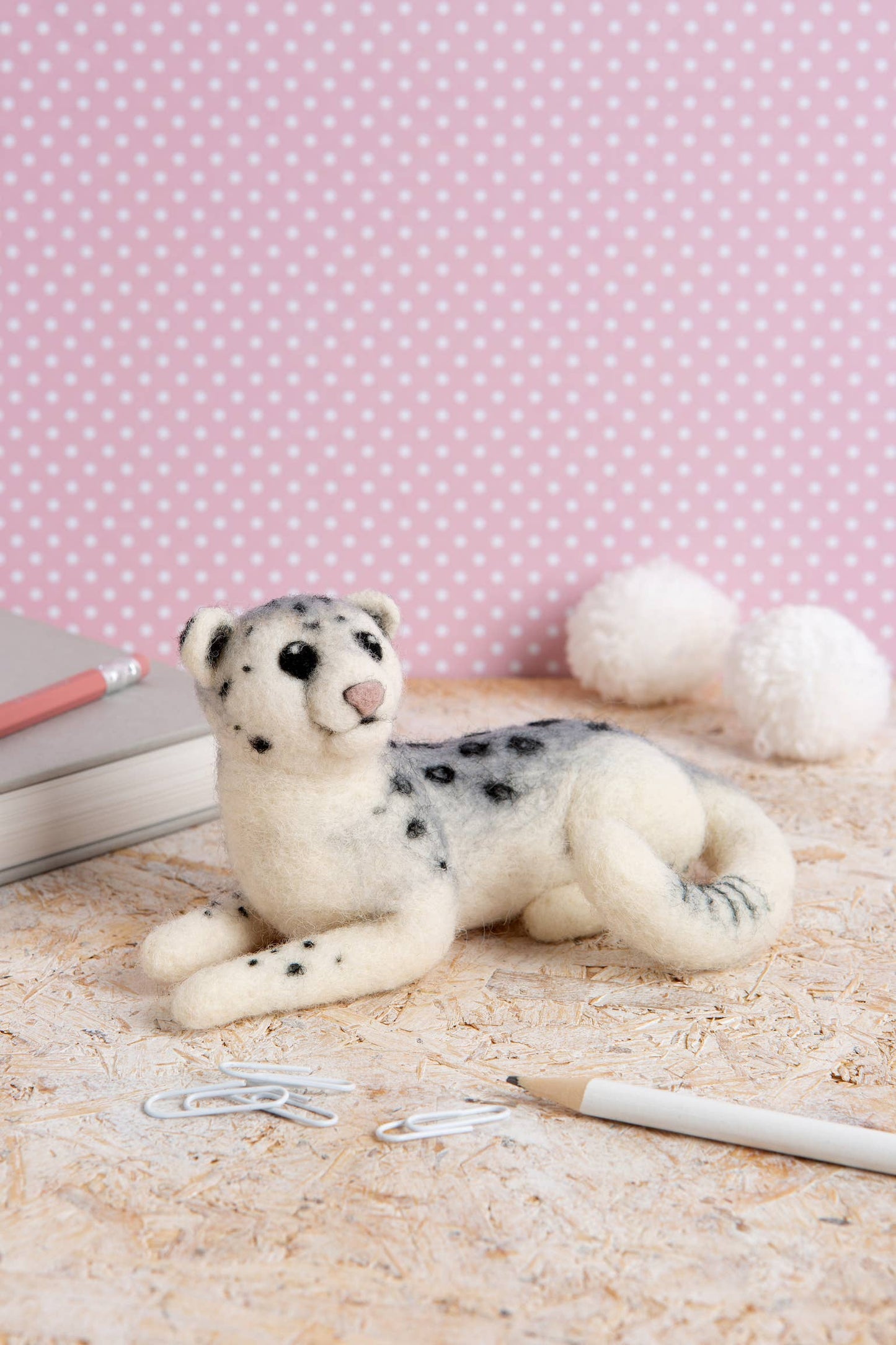 Snow Leopard Needle Felting Kit | Beginner Craft Kit