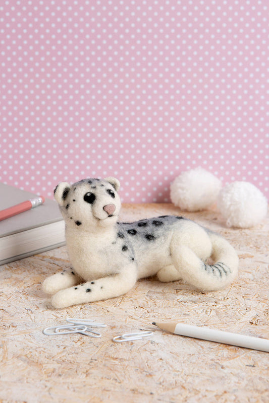 Snow Leopard Needle Felting Kit | Beginner Craft Kit