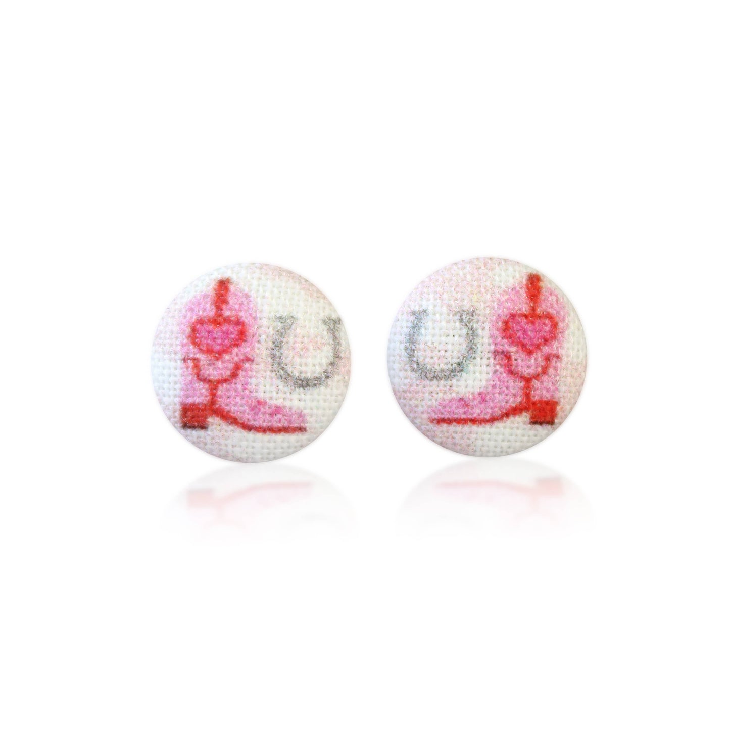 Cowgirl Fabric Button Earrings