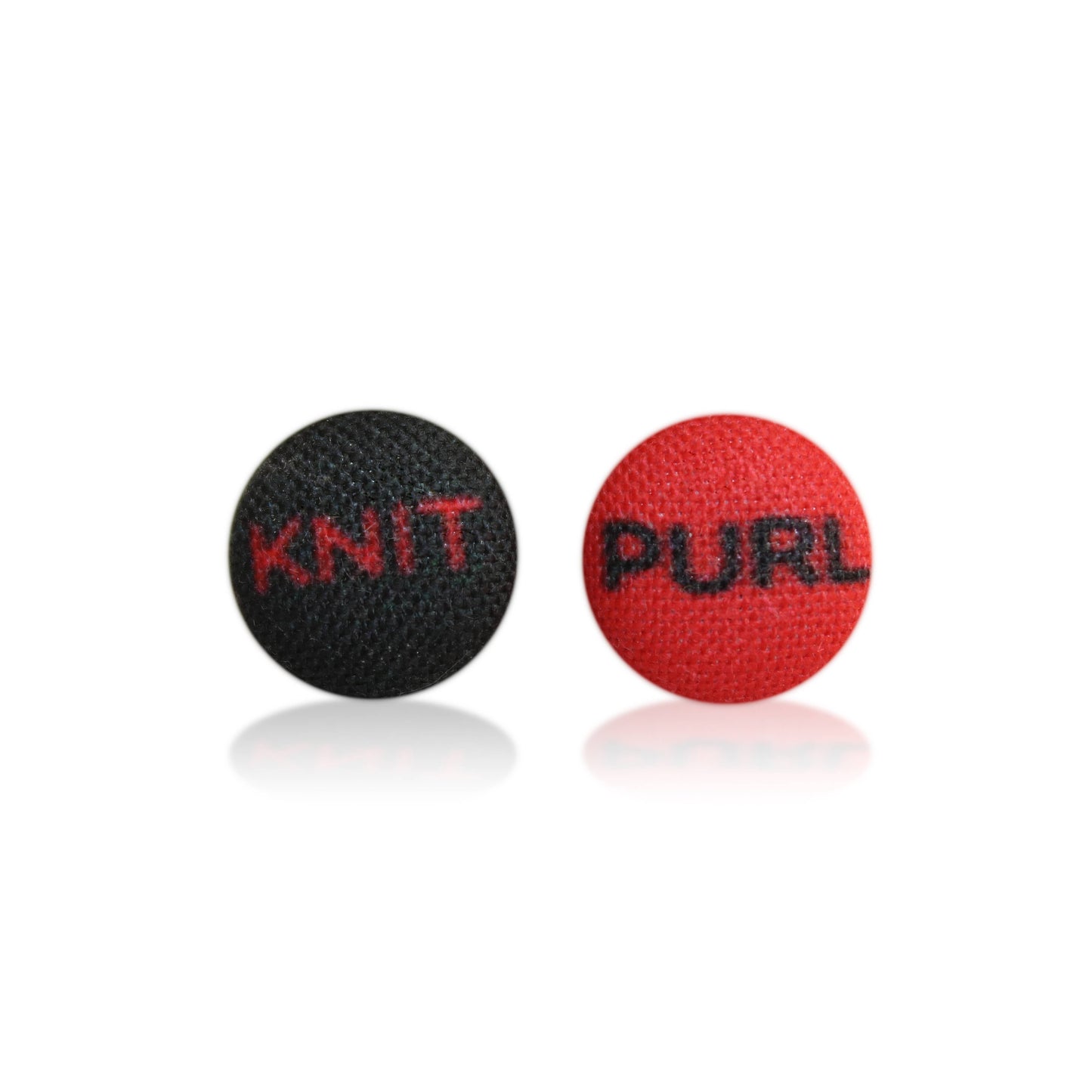 Knit Purl Punk Knitter Fabric Button Earrings