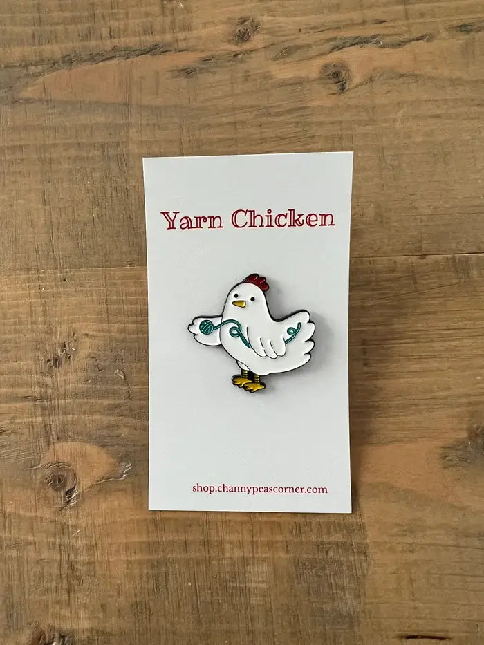 Yarn Chicken Enamel Pin (White)