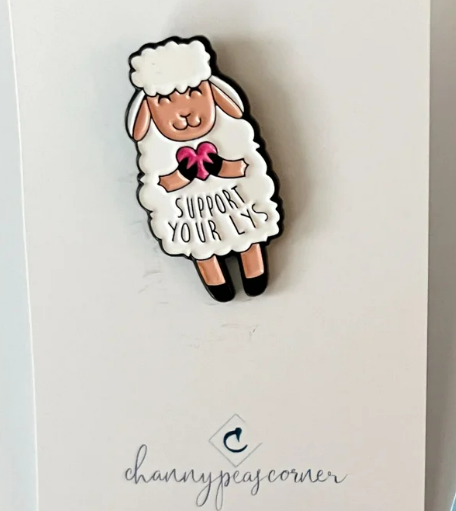 Support your Local LYS Enamel Pin (Sheep with Pink Heart)