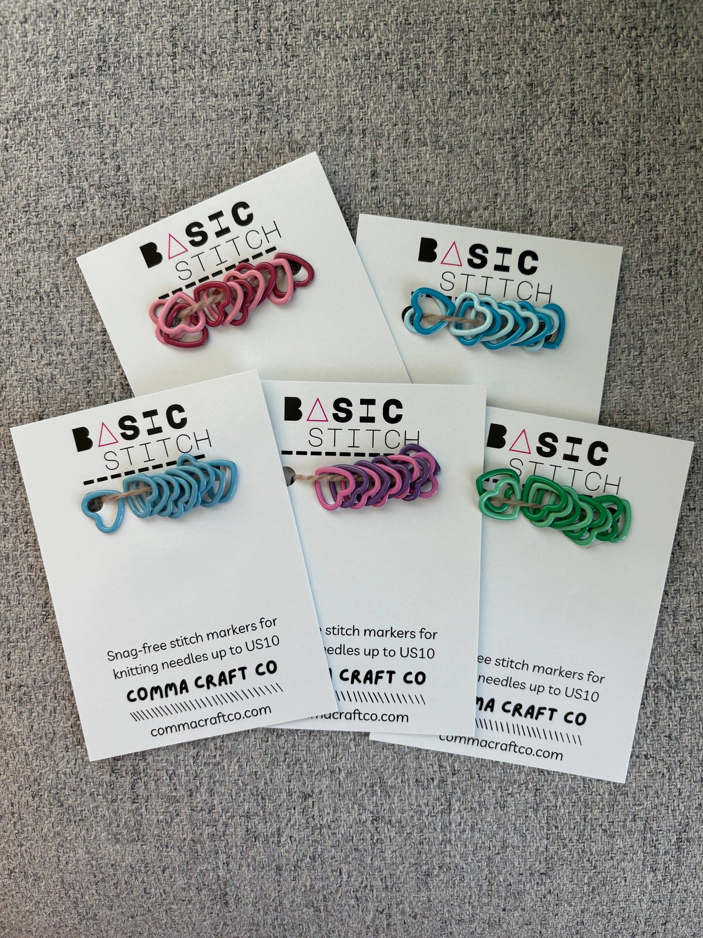 Basic Stitch Set Snag-Free Metal Stitch Markers Cat + Hearts