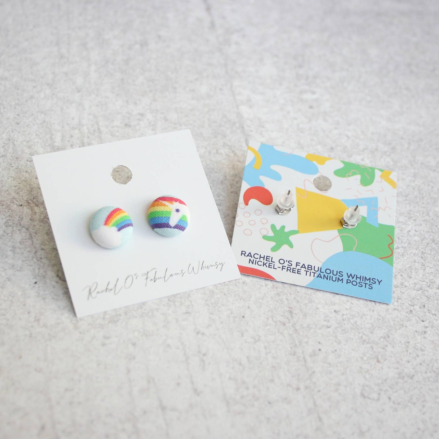 Screaming Orange Cat Fabric Button Earrings