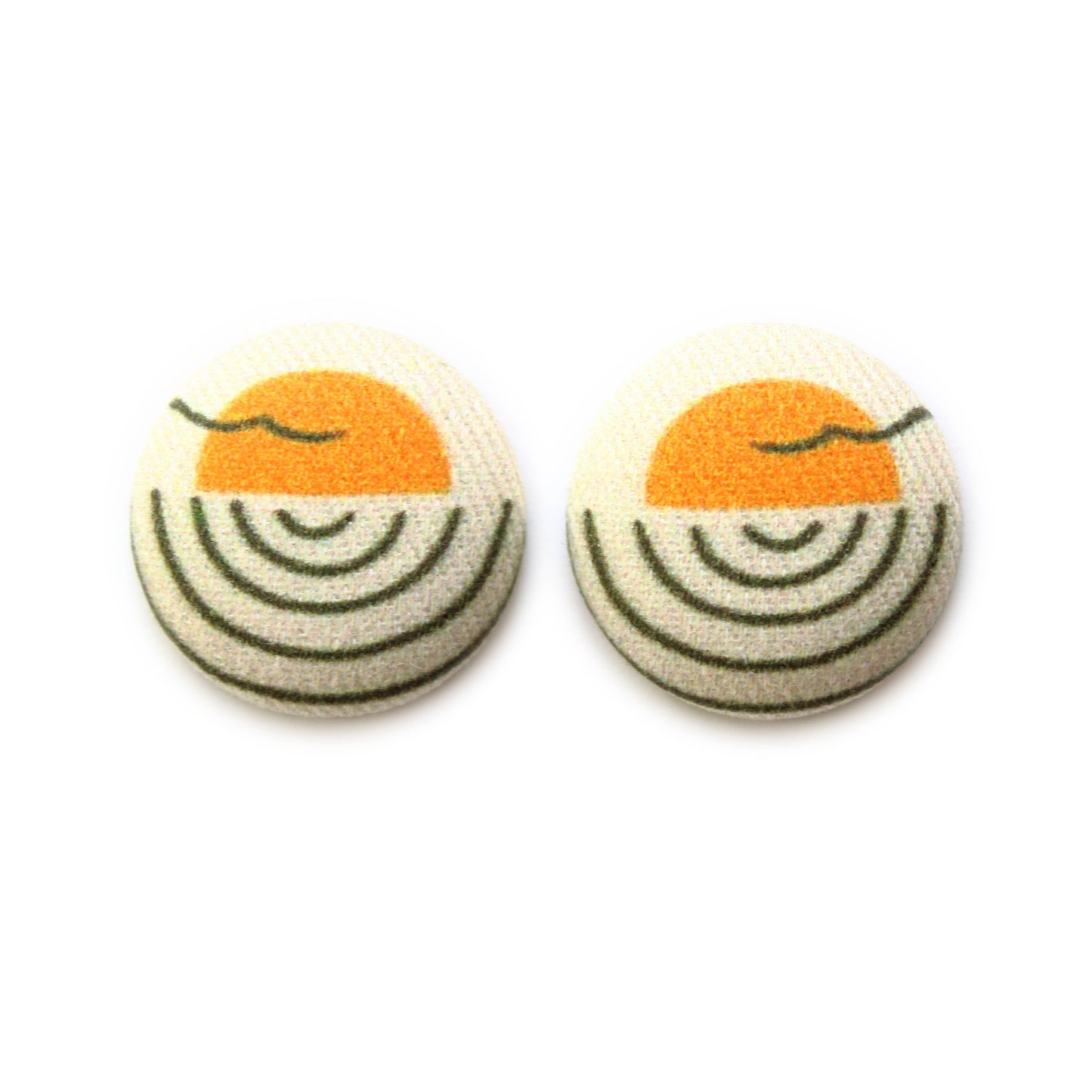 Bold 7/8 Inch Seaside Sunset Fabric Button Earrings