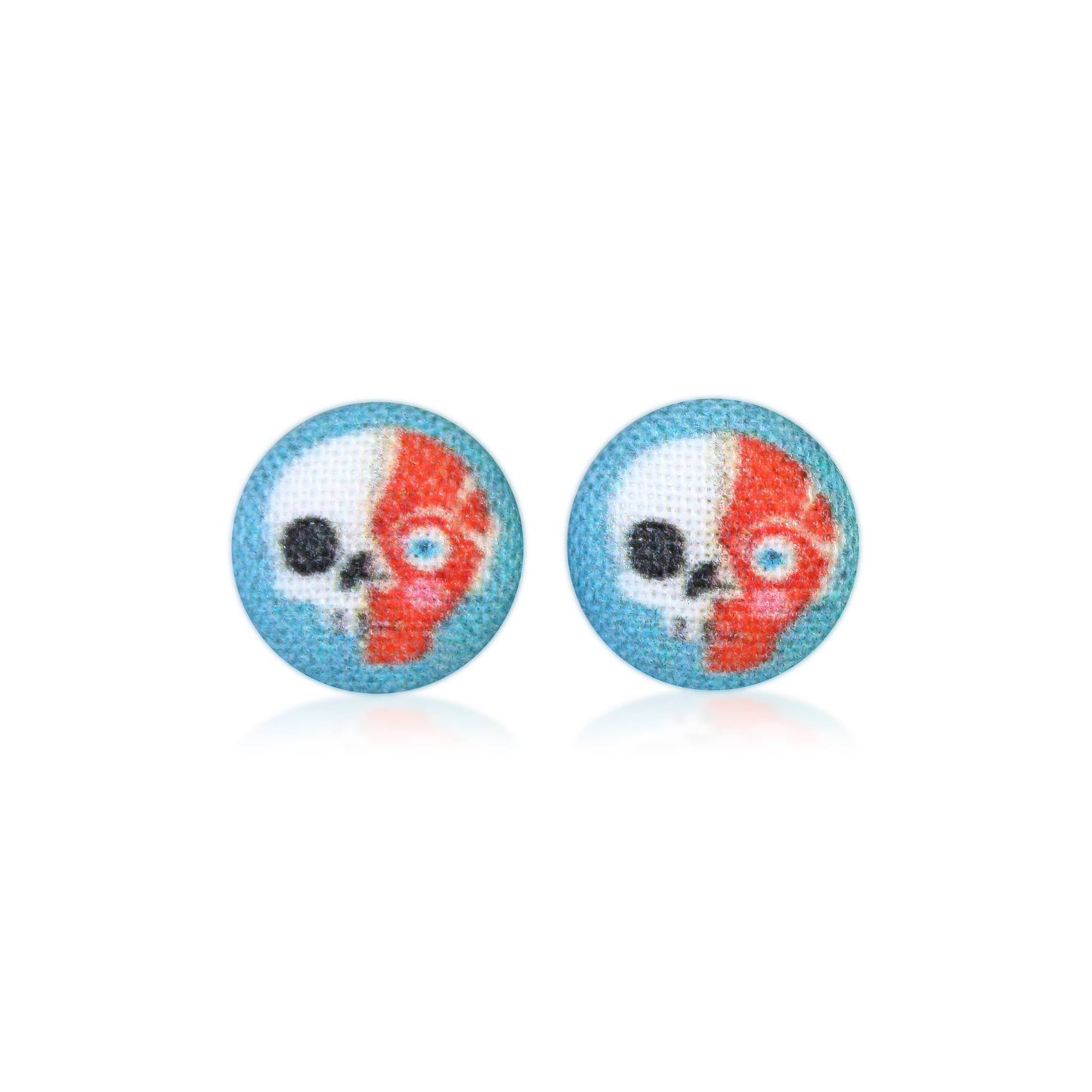 Anatomical Man Scientific Fabric Button Earrings