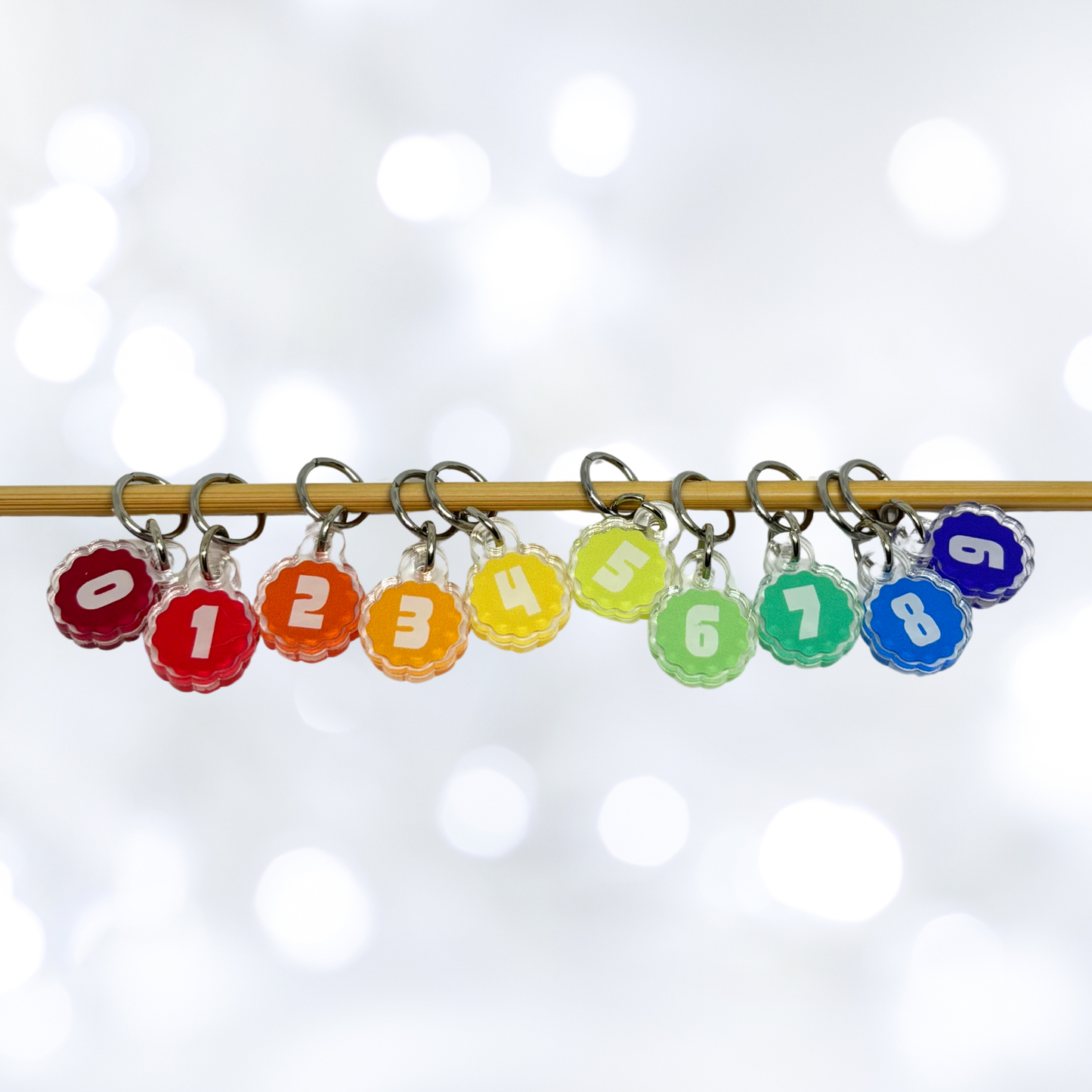 Knitting Crochet Stitch Markers Progress Keeper 0-9 Rainbow