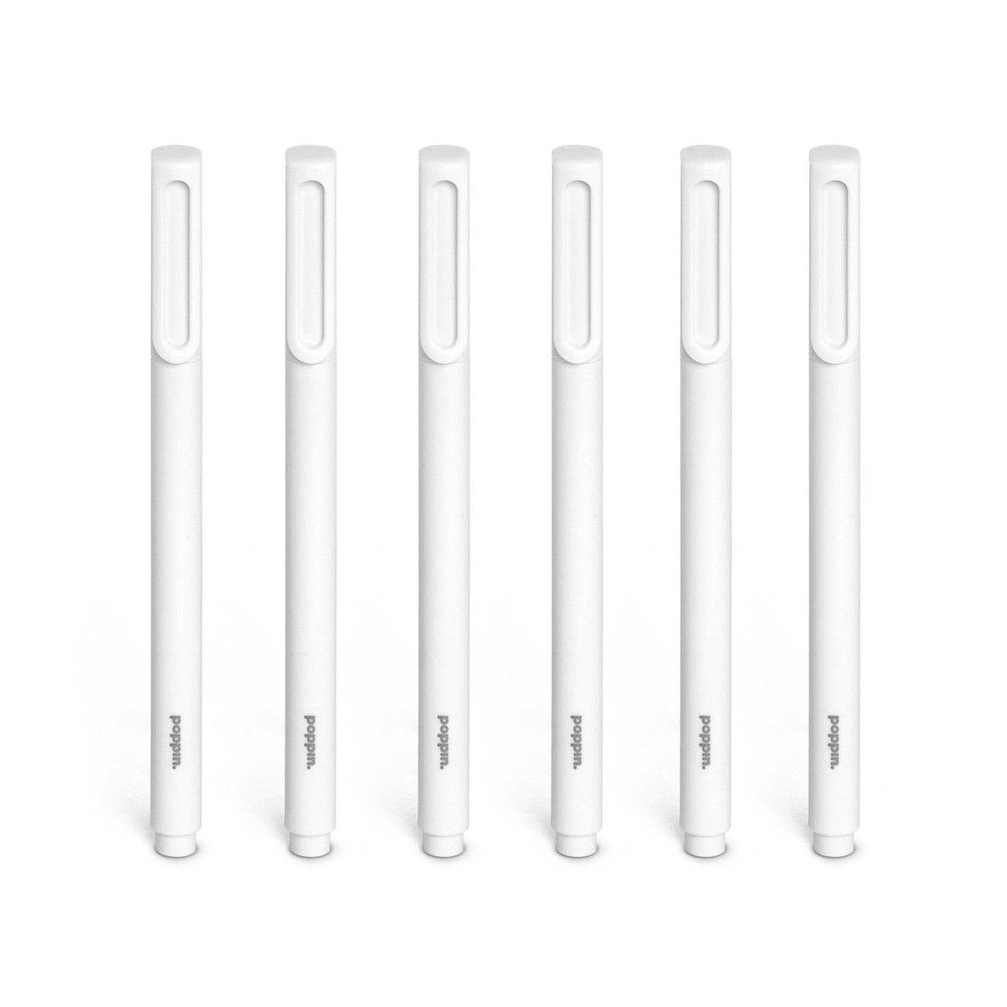 White Signature Ballpoint Pens with Black Ink, Set of 6