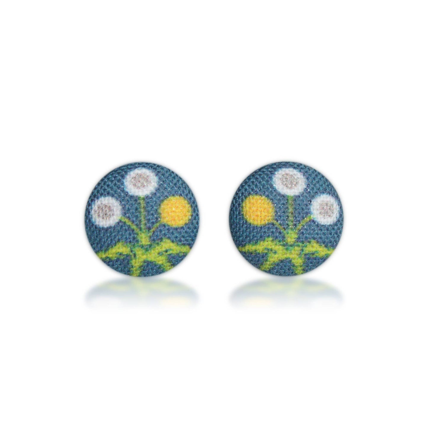 Dandelions Fabric Button Earrings