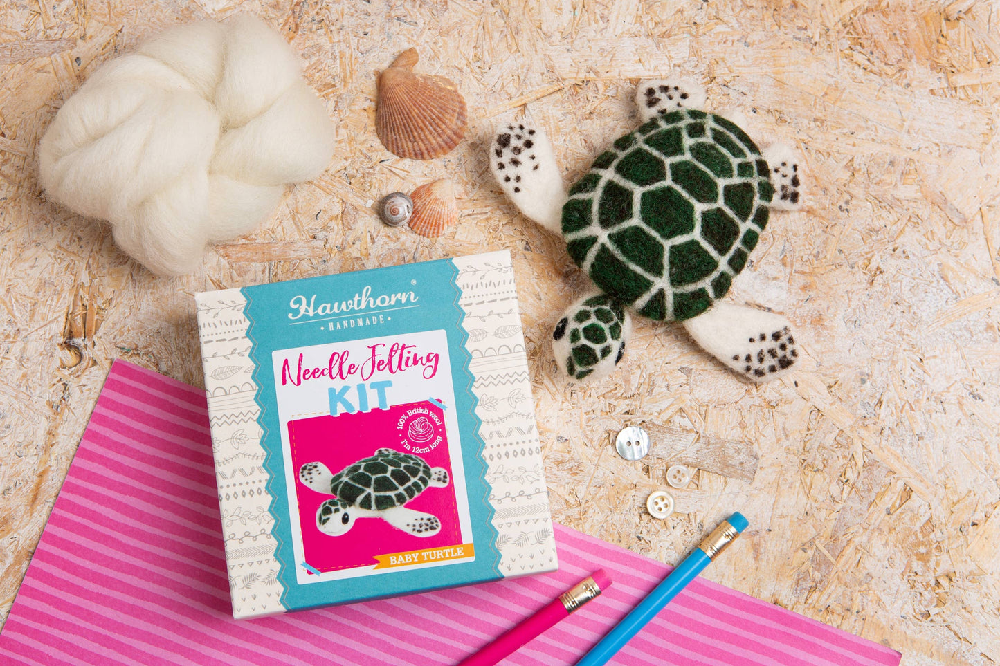 Baby Sea Turtle Mini Needle Felting Kit | Complete Craft Kit