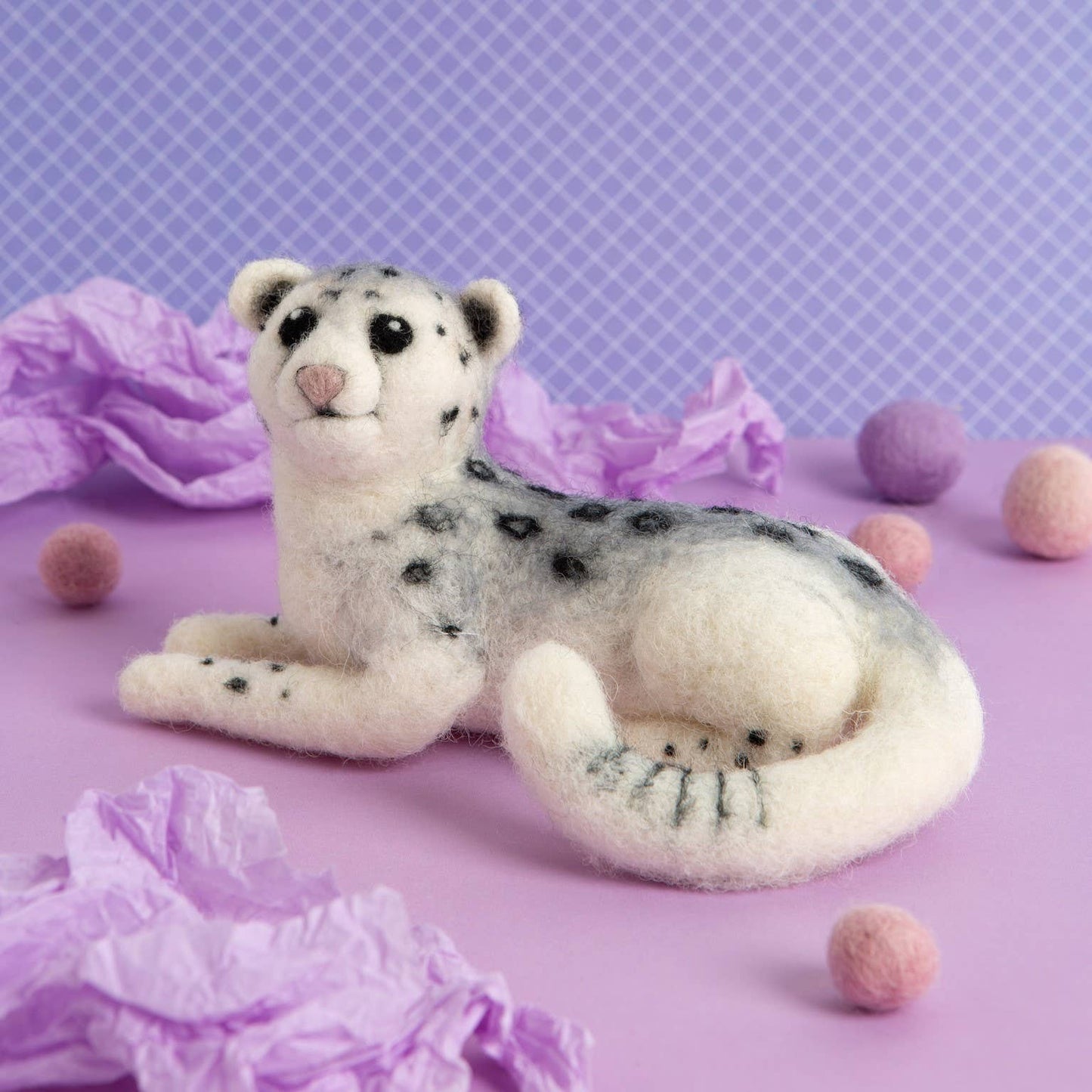 Snow Leopard Needle Felting Kit | Beginner Craft Kit