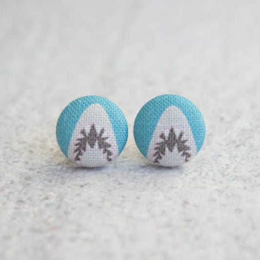 Shark Attack Fabric Button Earrings