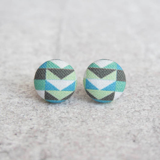 Cool Mod, Fabric Covered Button Earrings