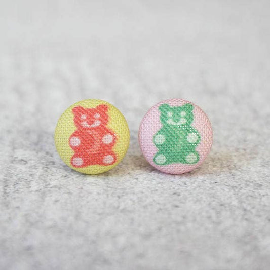 Gummy Bear Fabric Button Earrings