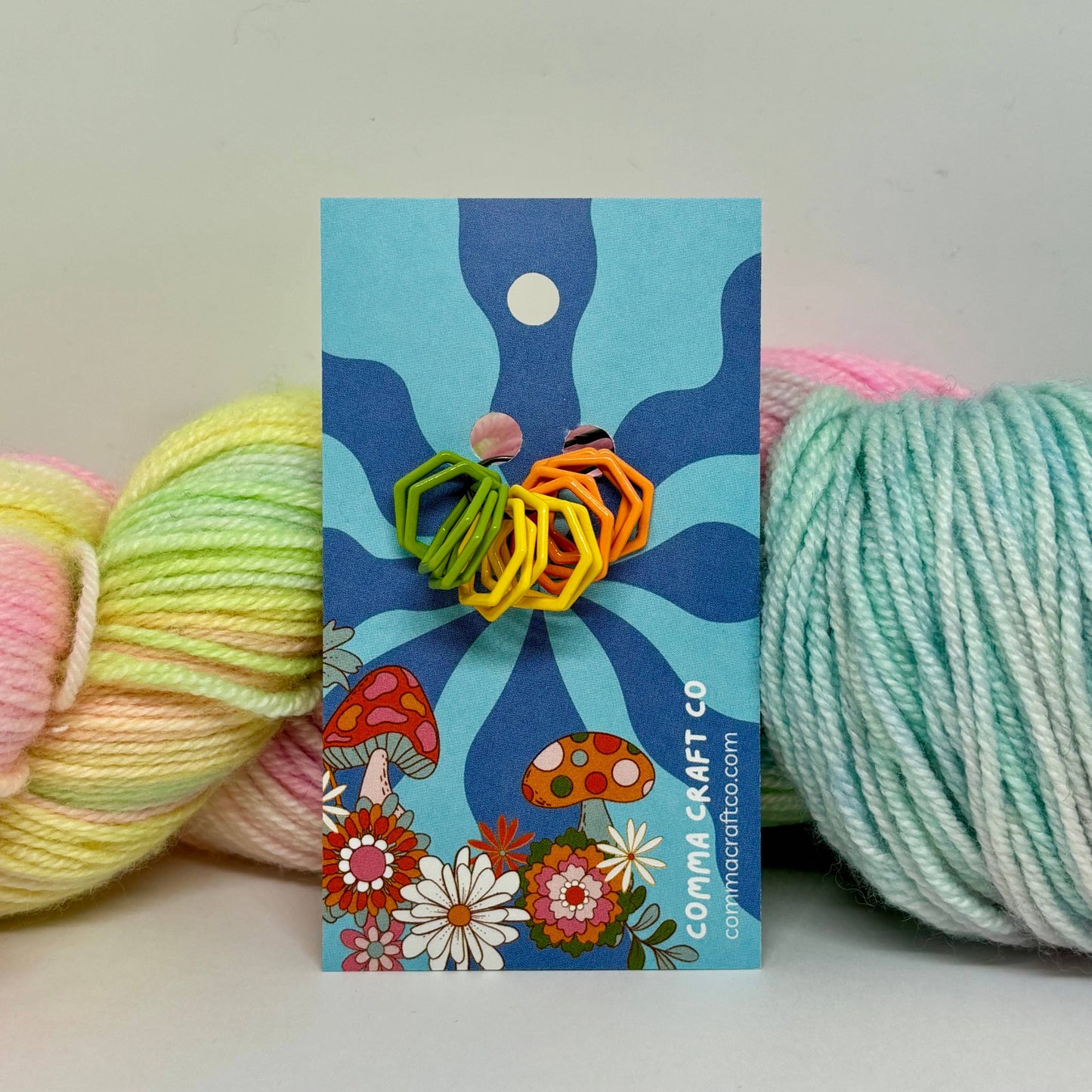 Hexagon Knitting Stitch Markers Set - Single Color or 3color